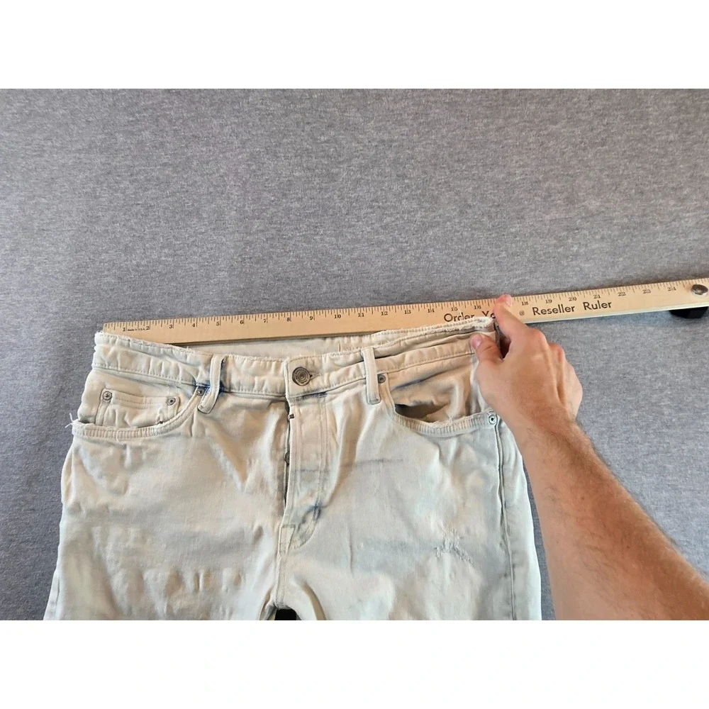 Allsaints Rex Damaged Jeans 33x33 White‎ Distressed Button Fly Denim
